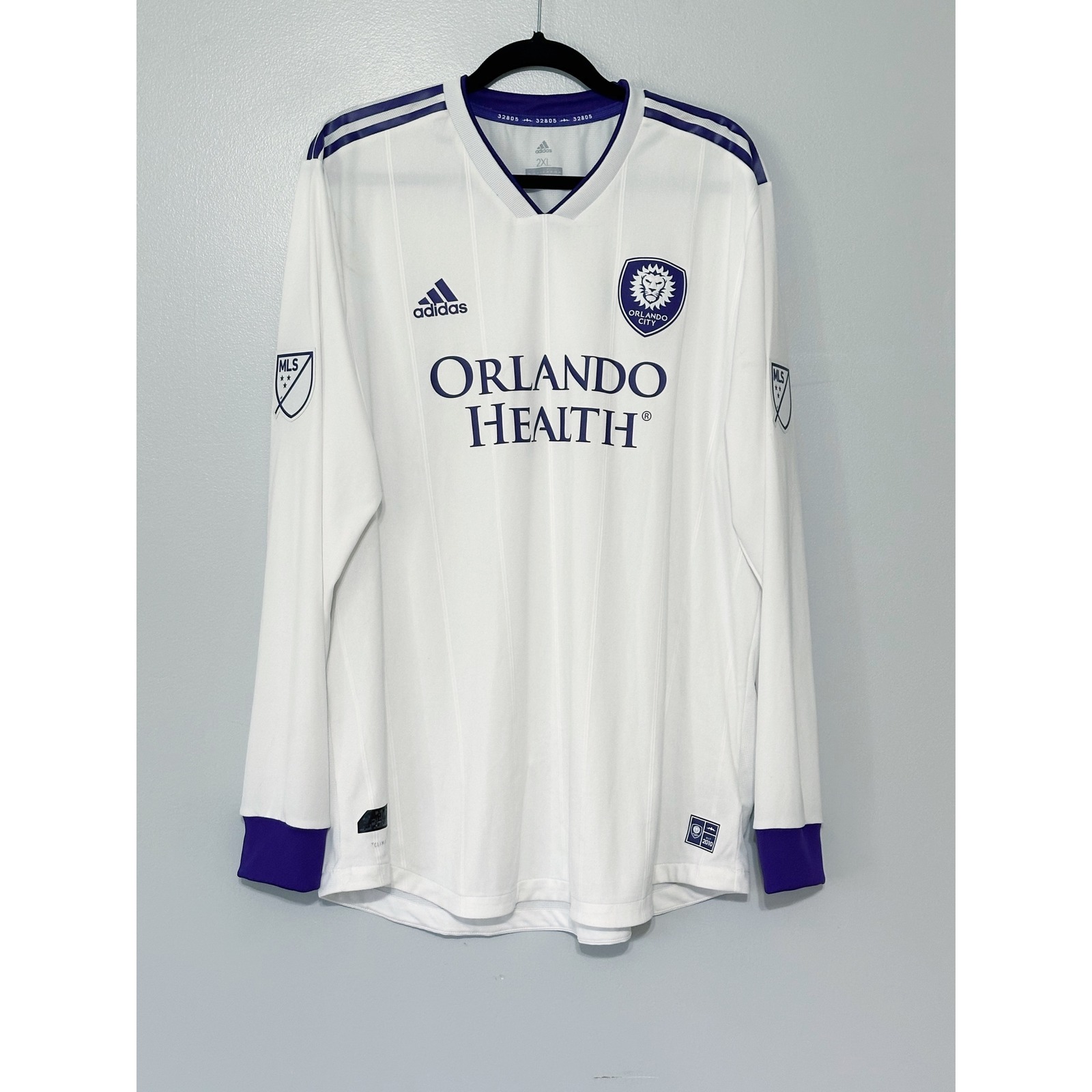 Men's Orlando City Sc Adidas White 2018 Origin Kit Authentic Long Sleeve